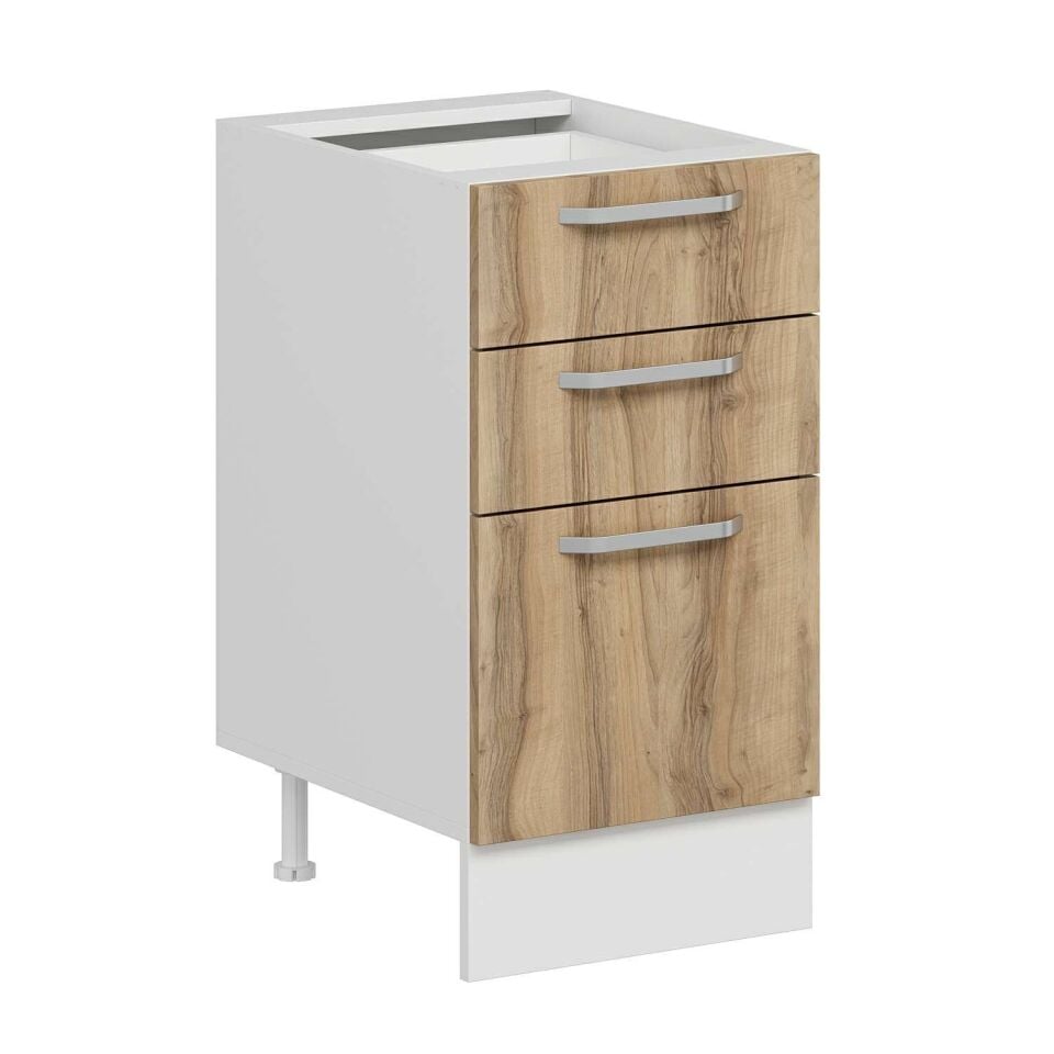 Alvinka Mutfak Modül Duz Alt 3Ç1B2K 45Cm Dolap Beyaz Dore