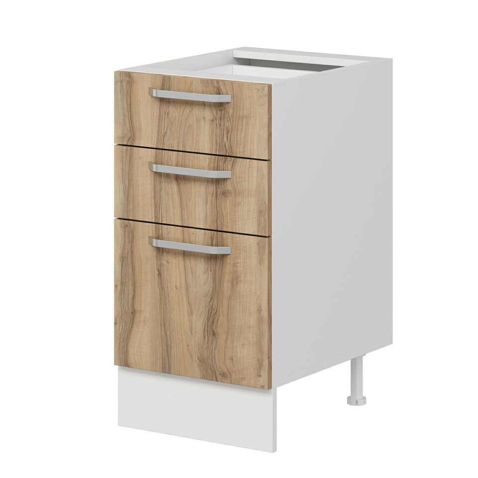 Alvinka Mutfak Modül Duz Alt 3Ç1B2K 45Cm Dolap Beyaz Dore