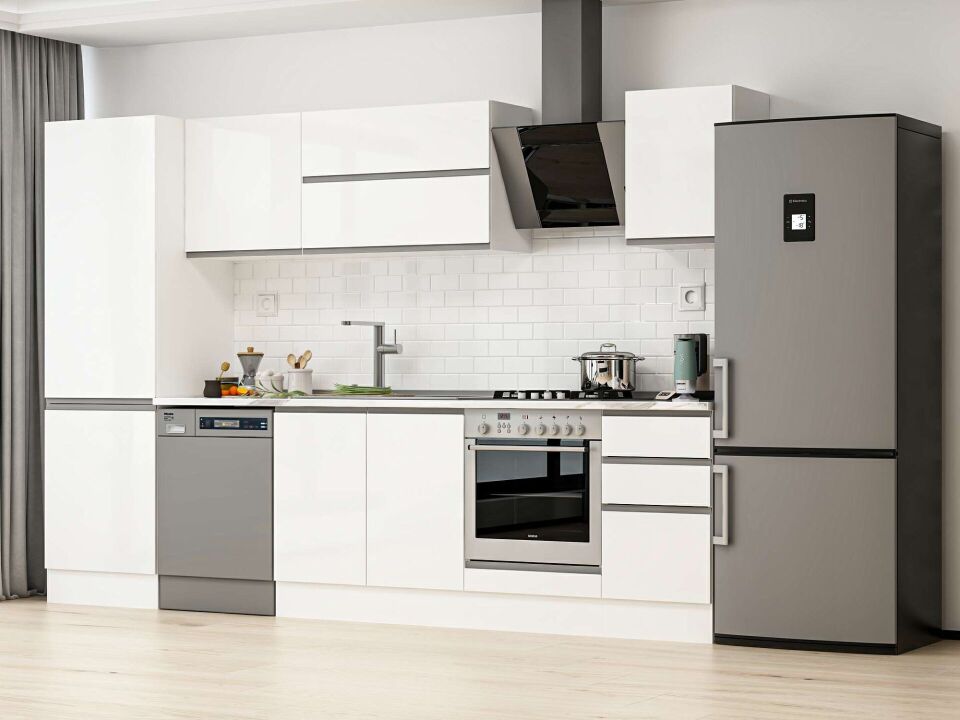 Alvinka 305X210 Cm High Gloss Mutfak Dolabı Mb-E80B60S45-2 High Gloss | Beyaz - Mdf