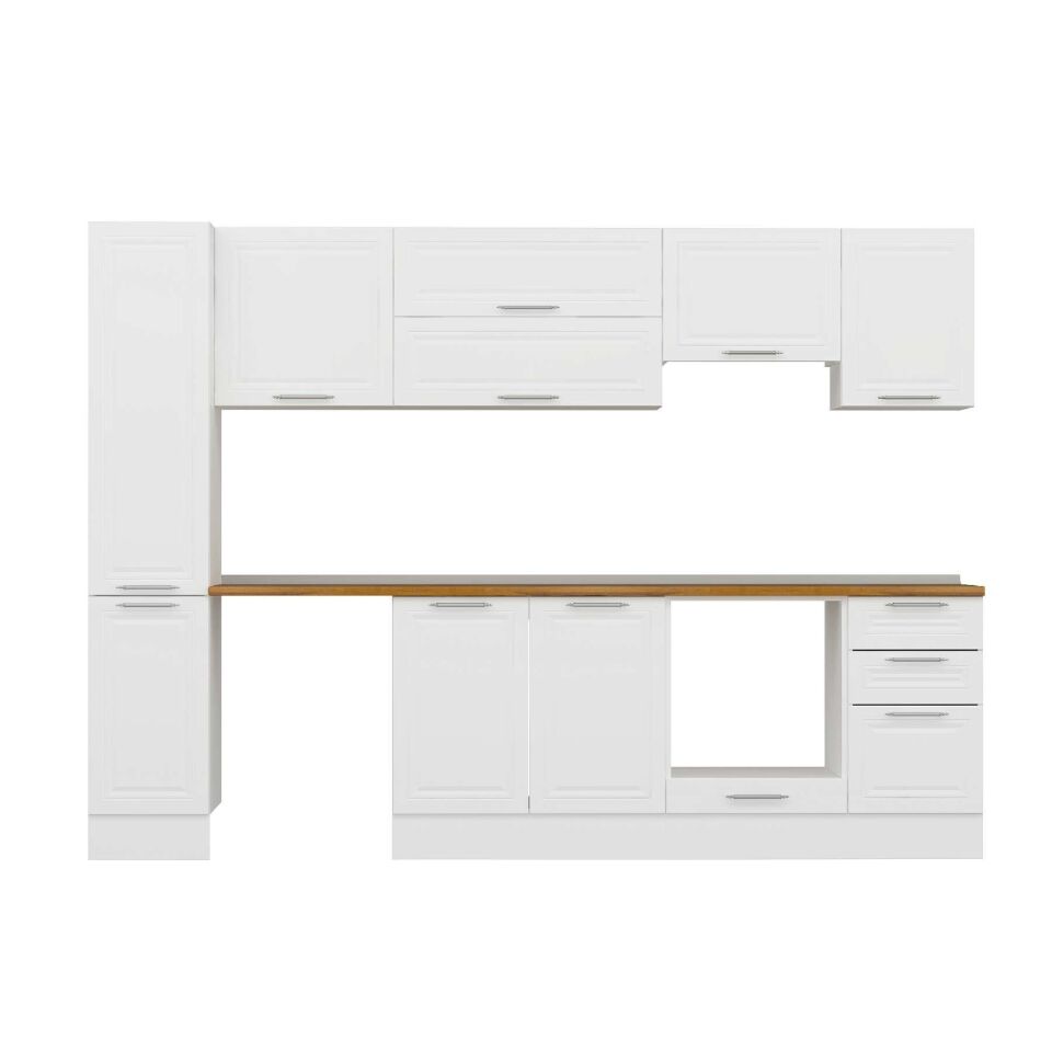 Alvinka 285X210 Cm Klasik Mebran Mutfak Dolabı Mb-E80B40S45-1 Mebran | Beyaz - Mdf