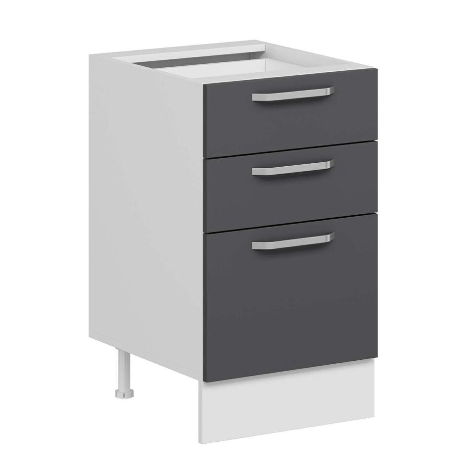 Alvinka Mutfak Modül Duz Alt 3Ç1B2K 50Cm Dolap Beyaz Antrasit