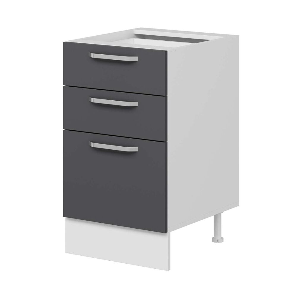 Alvinka Mutfak Modül Duz Alt 3Ç1B2K 50Cm Dolap Beyaz Antrasit