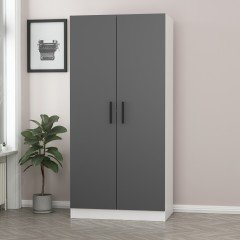 Minar Kale 2 Kapaklı Dolap Beyaz Antrasit