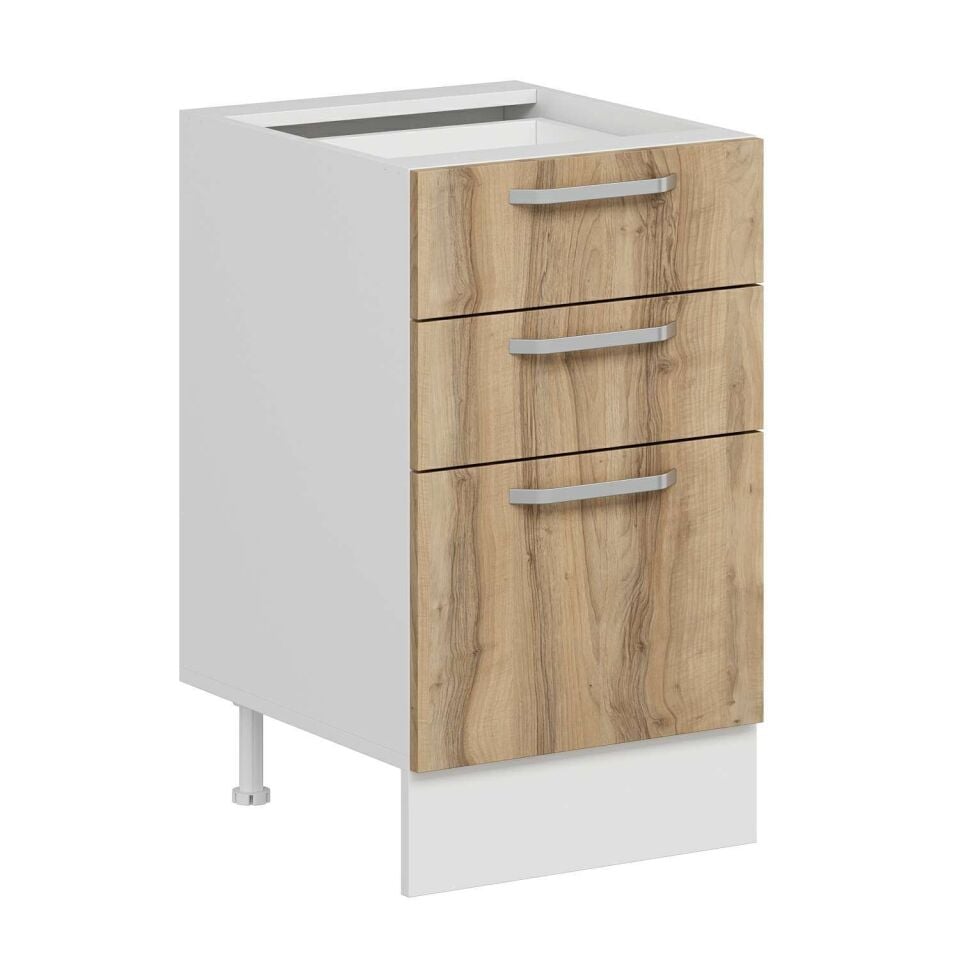 Alvinka Mutfak Modül Duz Alt 3Ç1B2K 50Cm Dolap Beyaz Dore