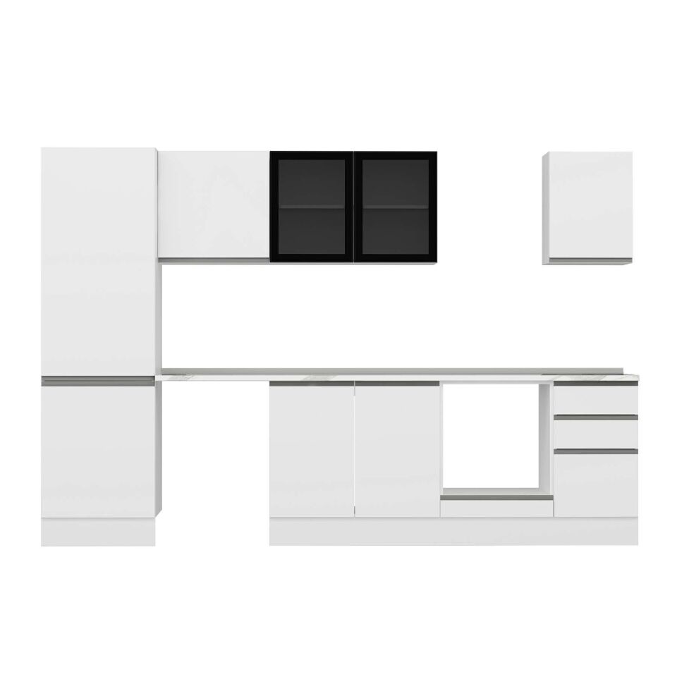 Alvinka 305X210 Cm High Gloss Mutfak Dolabı Mb-E80B60S45-3 High Gloss | Beyaz - Suntalam