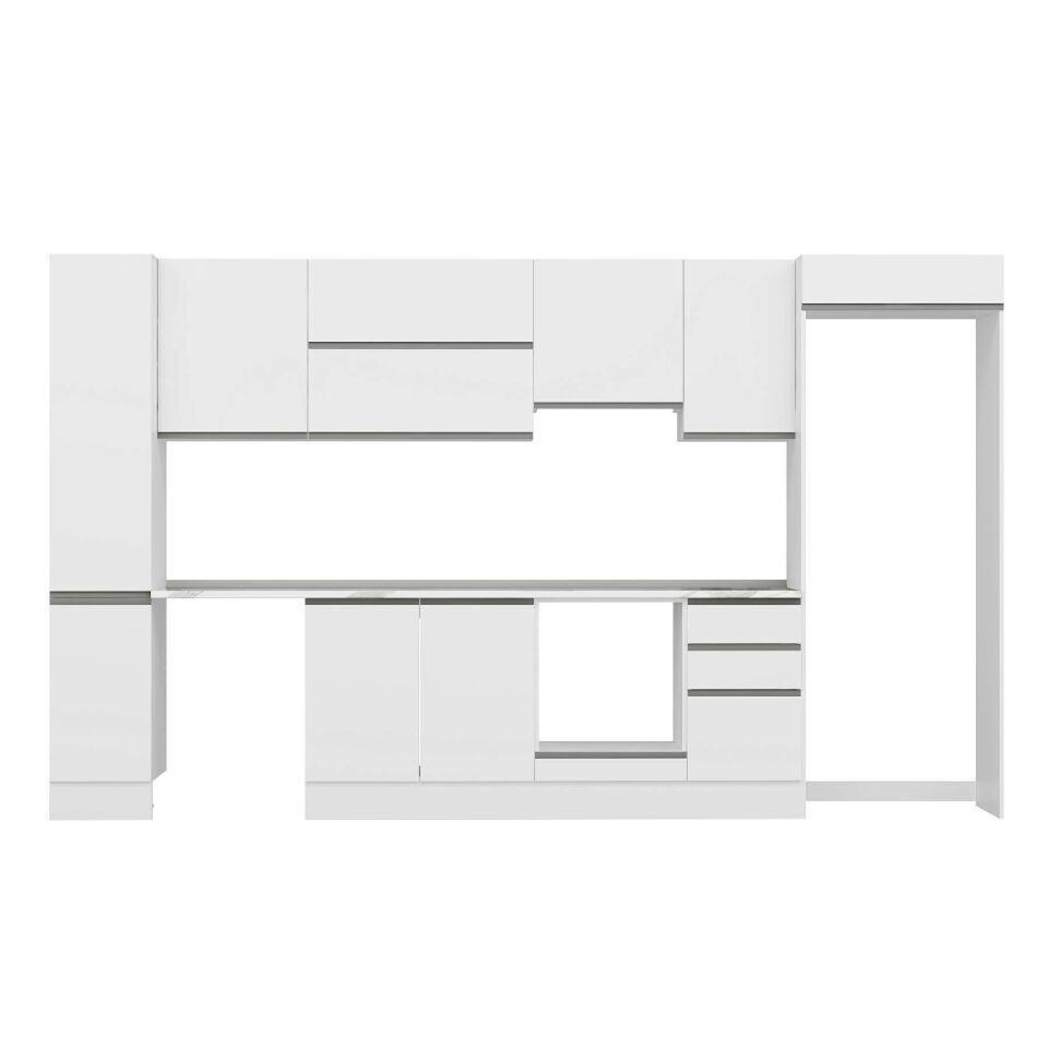 Alvinka 375X222 Cm High Gloss Mutfak Dolabı Mbb-E90B40S45-1 High Gloss | Beyaz - Mdf