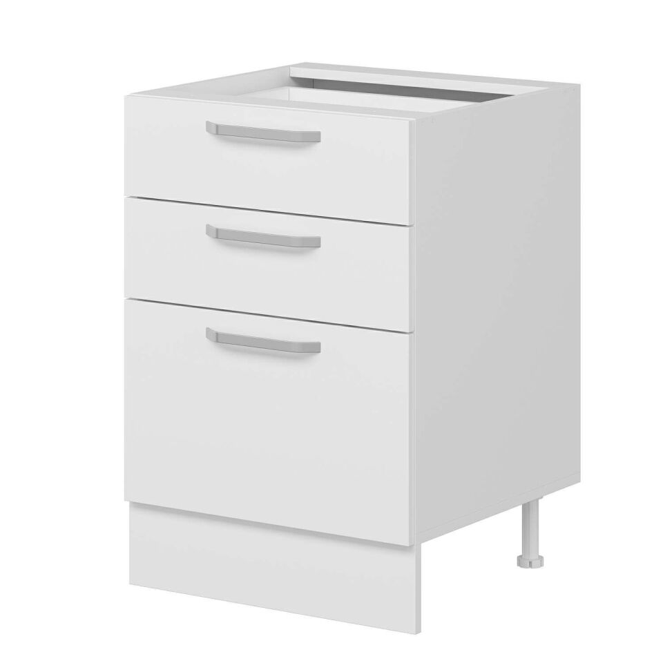 Alvinka Mutfak Modül Duz Alt 3Ç1B2K 60Cm Dolap Beyaz Beyaz