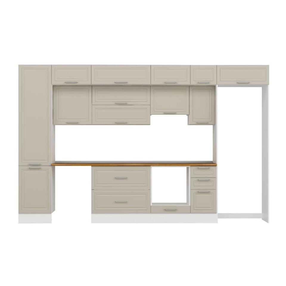Alvinka 380X240 Cm Klasik Mebran Mutfak Dolabı Mbb-E90B50S40-1 Mebran | Kumtaşı - Suntalam