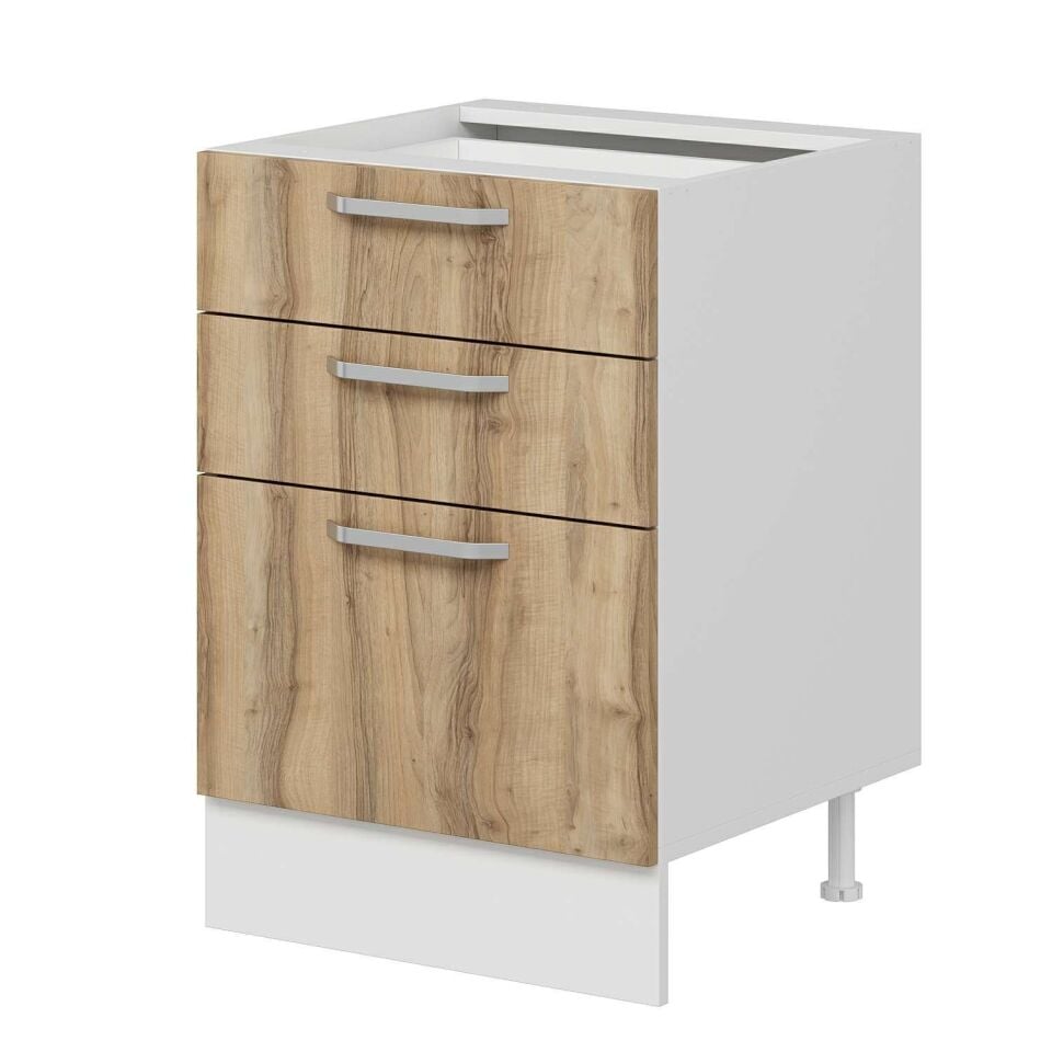 Alvinka Mutfak Modül Duz Alt 3Ç1B2K 60Cm Dolap Beyaz Dore