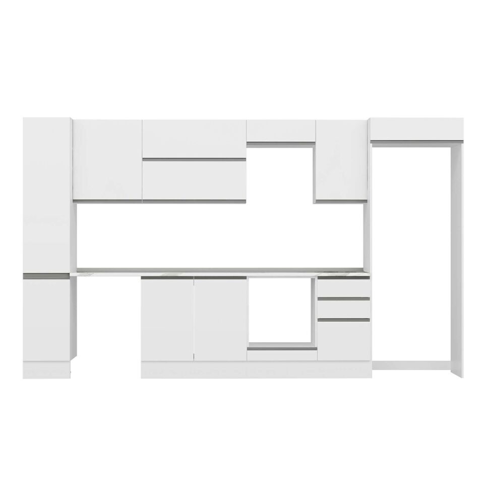Alvinka 375X222 Cm High Gloss Mutfak Dolabı Mbb-E90B40S45-2 High Gloss | Beyaz - Mdf