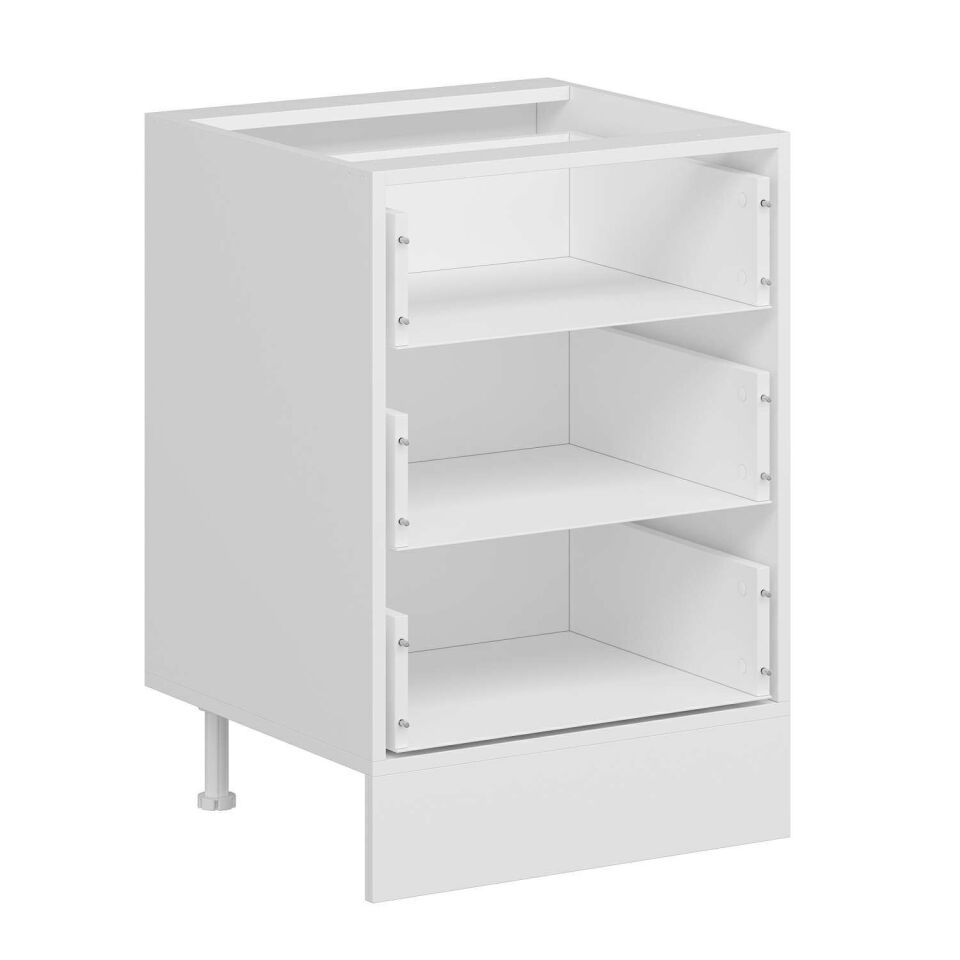 Alvinka Mutfak Modül Duz Alt 3Ç 60Cm Dolap Beyaz Dore Mdf