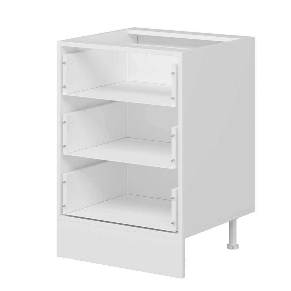 Alvinka Mutfak Modül Duz Alt 3Ç 60Cm Dolap Beyaz Dore Mdf