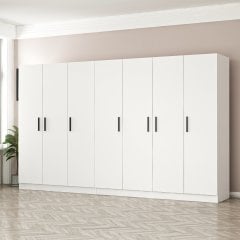 Minar Kale 7 Kapaklı Zincir Dolap - Gardrop - Beyaz