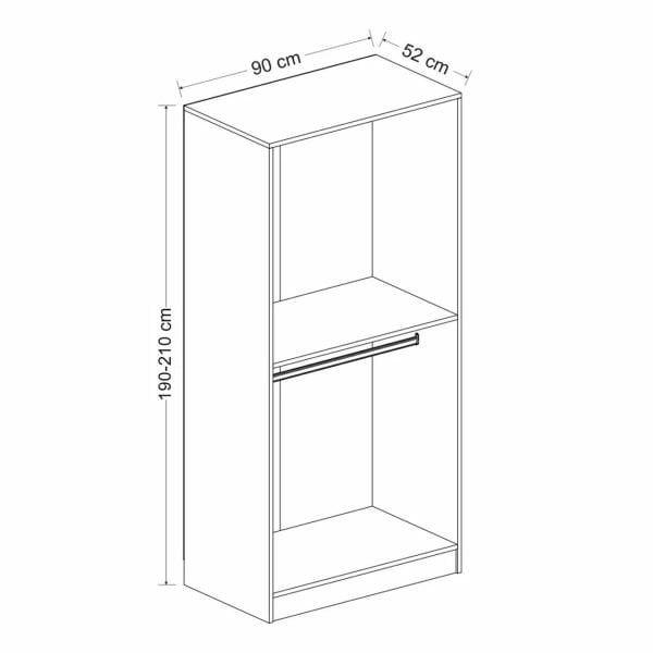 k Aynalı Zincir Dolap - Beyaz 210CM