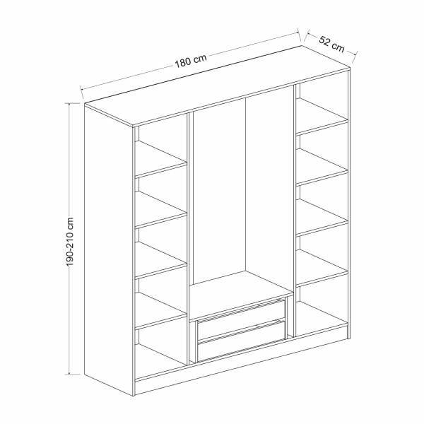 Minar Kale 4 Mebran Panjur Kapaklı 2 Çekmeceli Dolap Beyaz/Beyaz 190CM