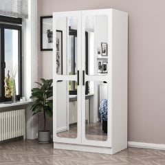 k Aynalı Zincir Dolap - Beyaz 210CM