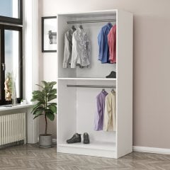 k Aynalı Zincir Dolap - Beyaz 210CM