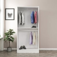 k Aynalı Zincir Dolap - Beyaz 210CM