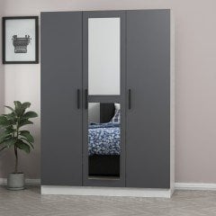 Minar Kale 3 Kapaklı 1 Aynalı 2 Çekmeceli Dolap Beyaz Antrasit