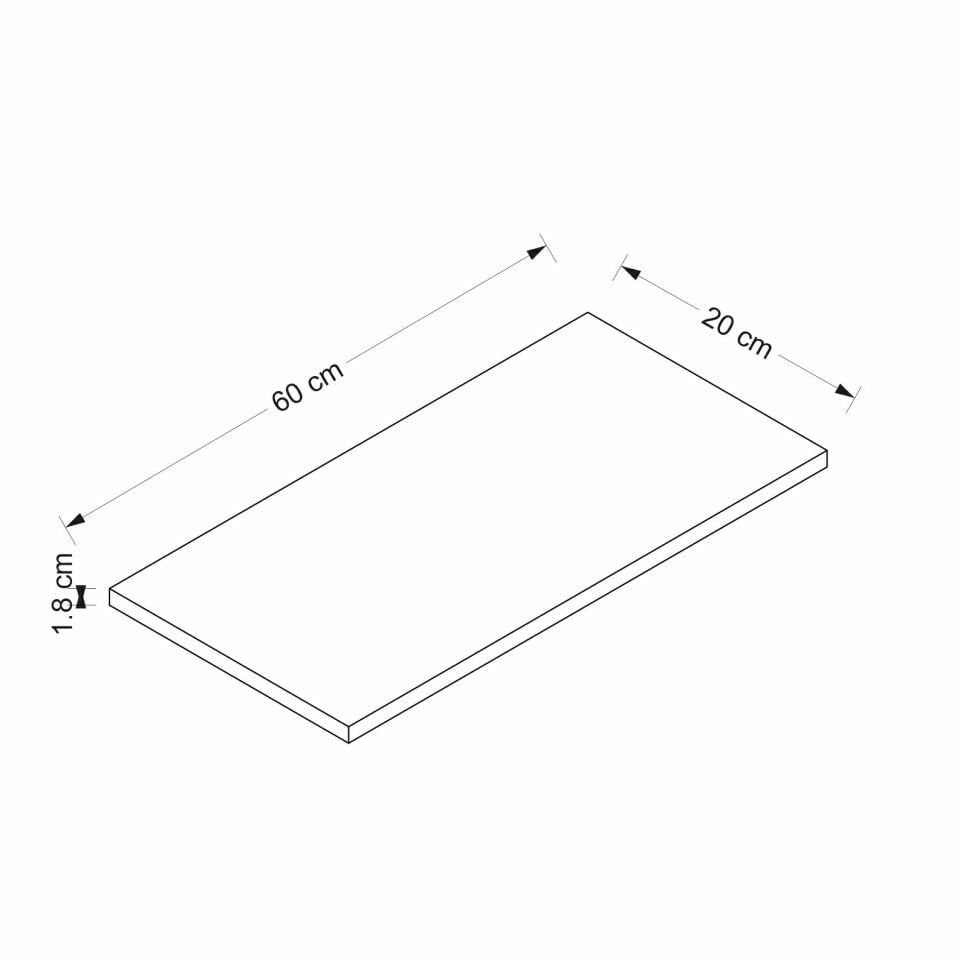 Duvar Rafı 60X20 - Antrasit Mermer