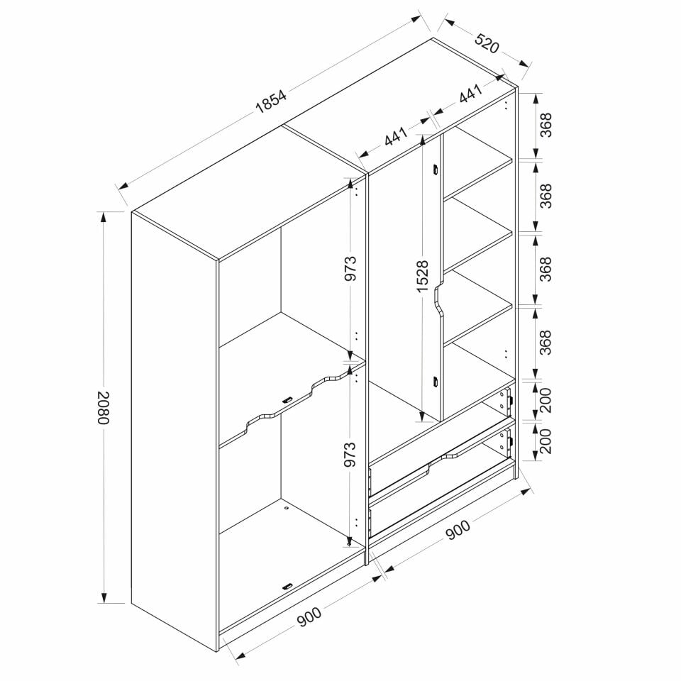 Silva 4K Dolap Kumtaşı Antrasit