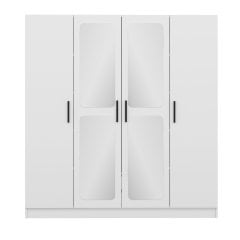 Minar Kale 4 Kapak Aynalı 2 Çekmece Zincir Dolap - Beyaz