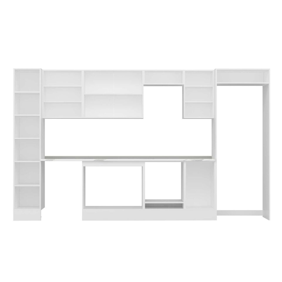 Alvinka 375X222 Cm High Gloss Mutfak Dolabı Mbb-E90B40S45-3 High Gloss | Beyaz - Mdf