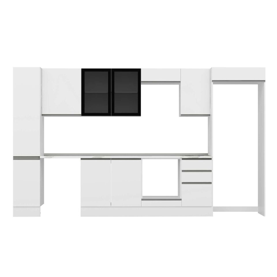 Alvinka 375X222 Cm High Gloss Mutfak Dolabı Mbb-E90B40S45-3 High Gloss | Beyaz - Mdf