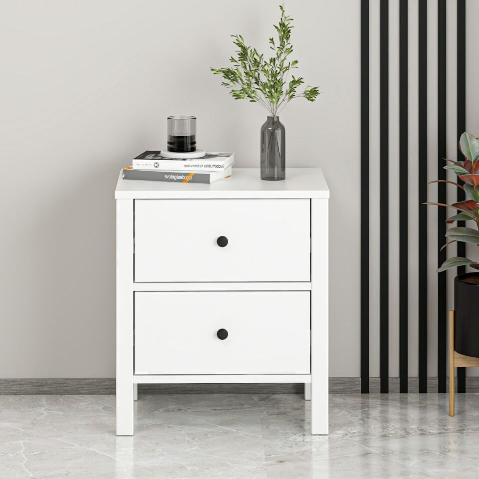 İnci 2C Komodin Profil Ayaklı -Beyaz