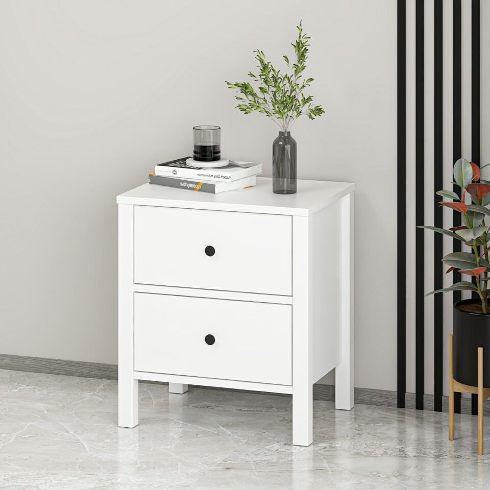 İnci 2C Komodin Profil Ayaklı -Beyaz