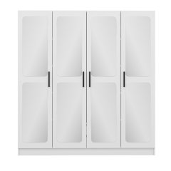 Minar Kale 4 Kapak Aynalı 2 Çekmece Zincir Dolap - Beyaz