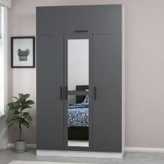 Minar Kale 3 Kapaklı 1 Aynalı 2 Ç Dolap Ve Yüklük Beyaz Antrasit