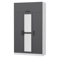 Minar Kale 3 Kapaklı 1 Aynalı 2 Ç Dolap Ve Yüklük Beyaz Antrasit