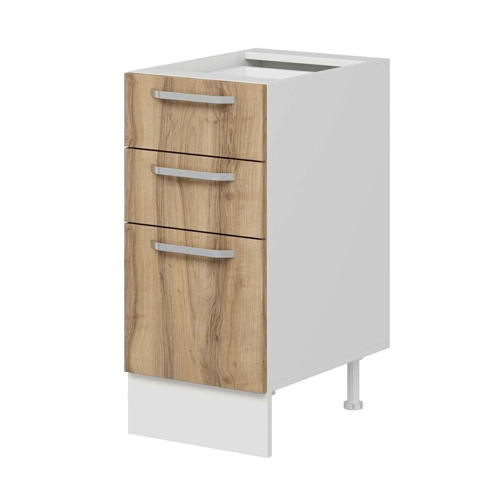 Alvinka Mutfak Modül Duz Alt 3Ç1B2K 40Cm Dolap Beyaz Dore Mdf