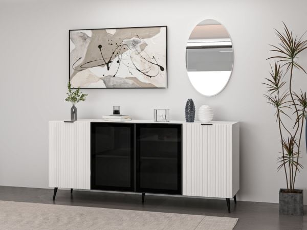 Minar Kale Aynalı Konsol Plus Beyaz/Beyaz Füme Cam
