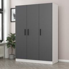 Minar Kale 3 Kapaklı 2 Çekmeceli Dolap Beyaz Antrasit