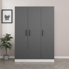 Minar Kale 3 Kapaklı 2 Çekmeceli Dolap Beyaz Antrasit