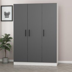 Minar Kale 3 Kapaklı 2 Çekmeceli Dolap Beyaz Antrasit