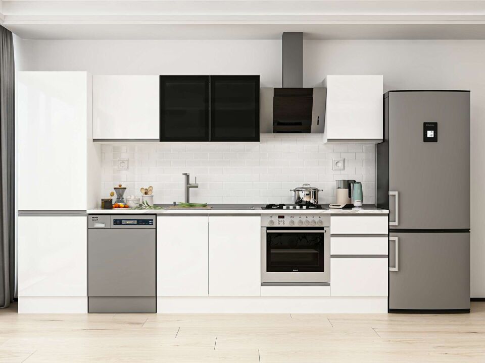 Alvinka 310X210 Cm High Gloss Mutfak Dolabı Mb-E80B60S50-3 High Gloss | Beyaz - Mdf