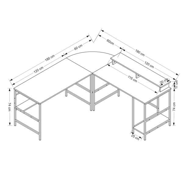 Minar Greta RGB Led Işıklı L Köşe Çalışma Masası - Dore/Siyah