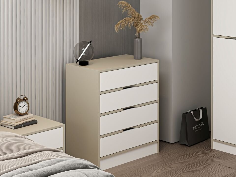 Silva Şifonyer 4C Kumtaşı Beyaz