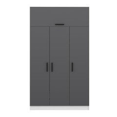 Minar Kale 3 Kapaklı 2 Çekmeceli Dolap Ve Yüklük Beyaz Antrasit