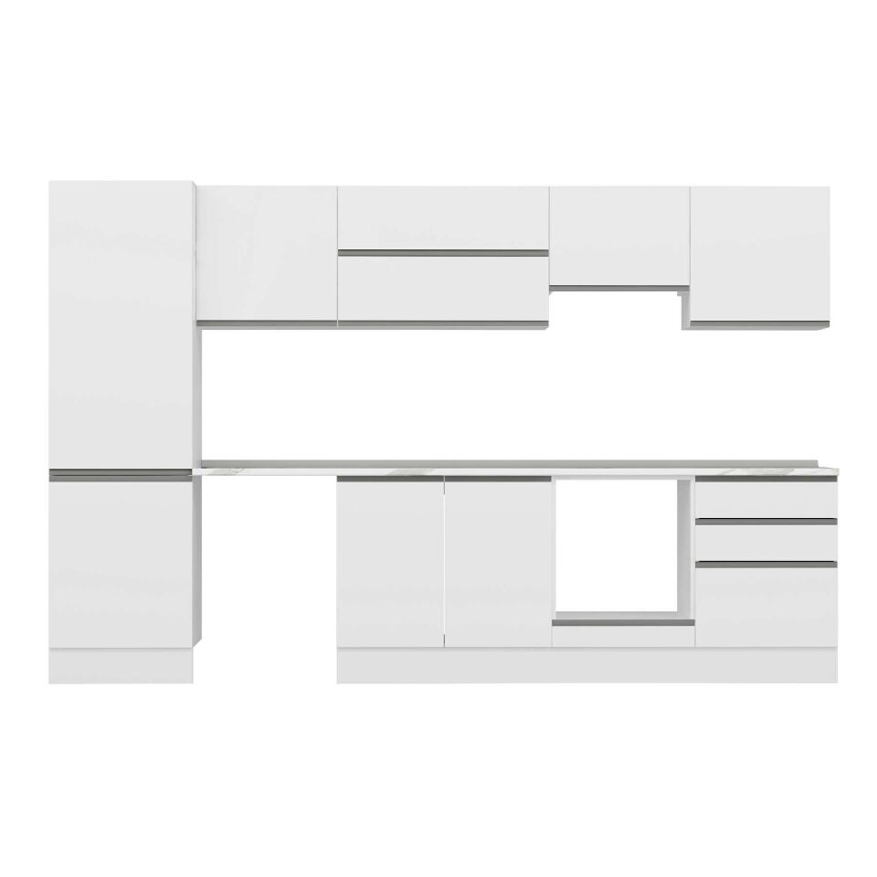 Alvinka 320X210 Cm High Gloss Mutfak Dolabı Mb-E80B60S60-1 High Gloss | Beyaz - Mdf