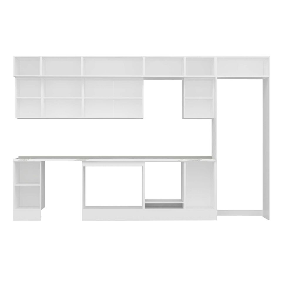 Alvinka 365X240 Cm Klasik Mebran Mutfak Dolabı Mb-E80S40S45-2 Mebran | Antrasit - Suntalam