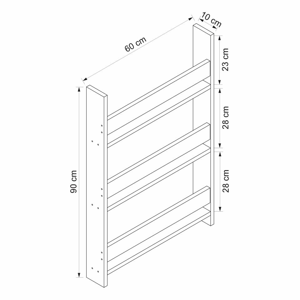 Tri 3 Raflı Asma Kitaplık - Beyaz