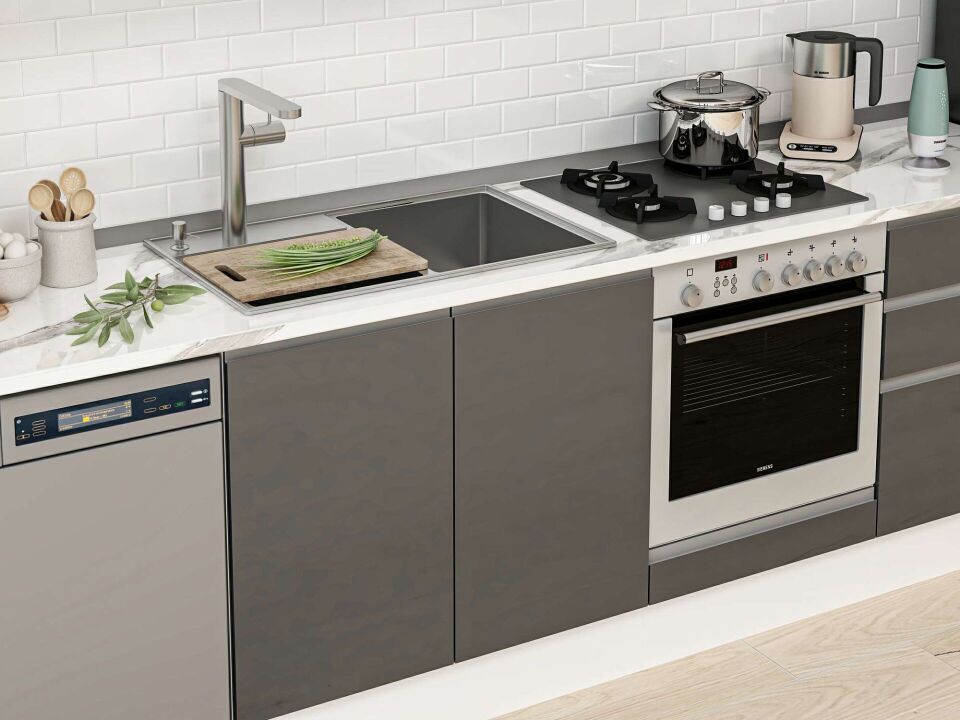 Alvinka 320X210 Cm High Gloss Mutfak Dolabı Mb-E80B60S60-1 High Gloss | Antrasit - Suntalam