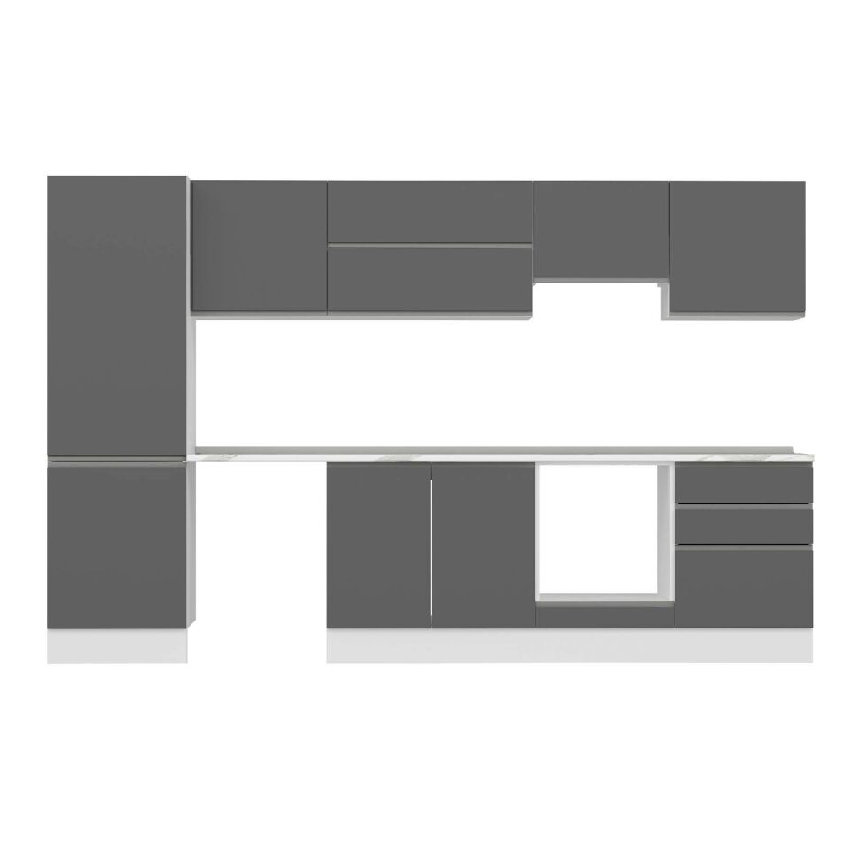 Alvinka 320X210 Cm High Gloss Mutfak Dolabı Mb-E80B60S60-1 High Gloss | Antrasit - Suntalam