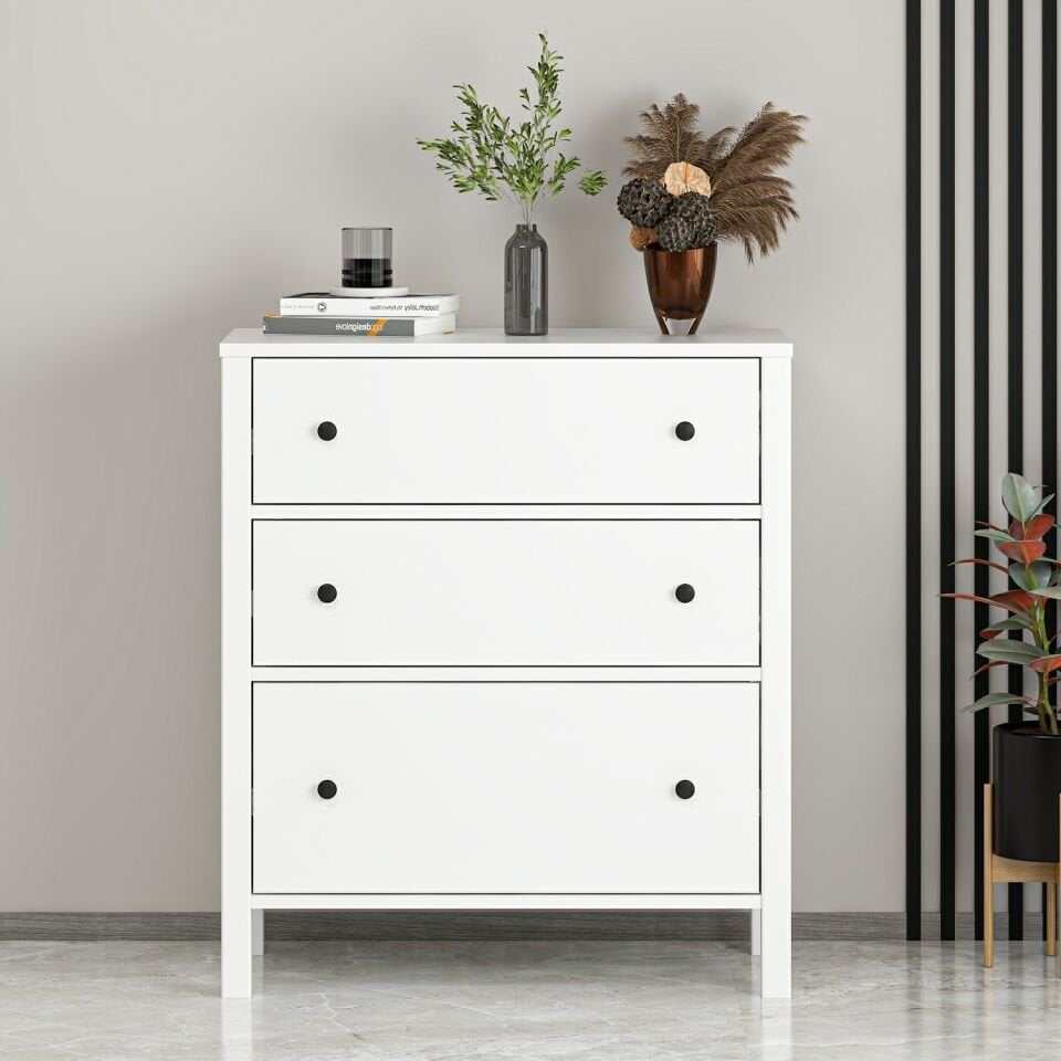 İnci 3C Şifonyer Profil Ayaklı-Beyaz