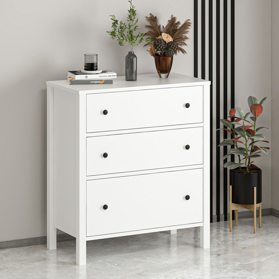 İnci 3C Şifonyer Profil Ayaklı-Beyaz