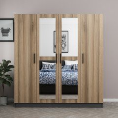 Minar Kale 4 Kapaklı 2 Aynalı 2 Çekmeceli Dolap Antrasit Dore